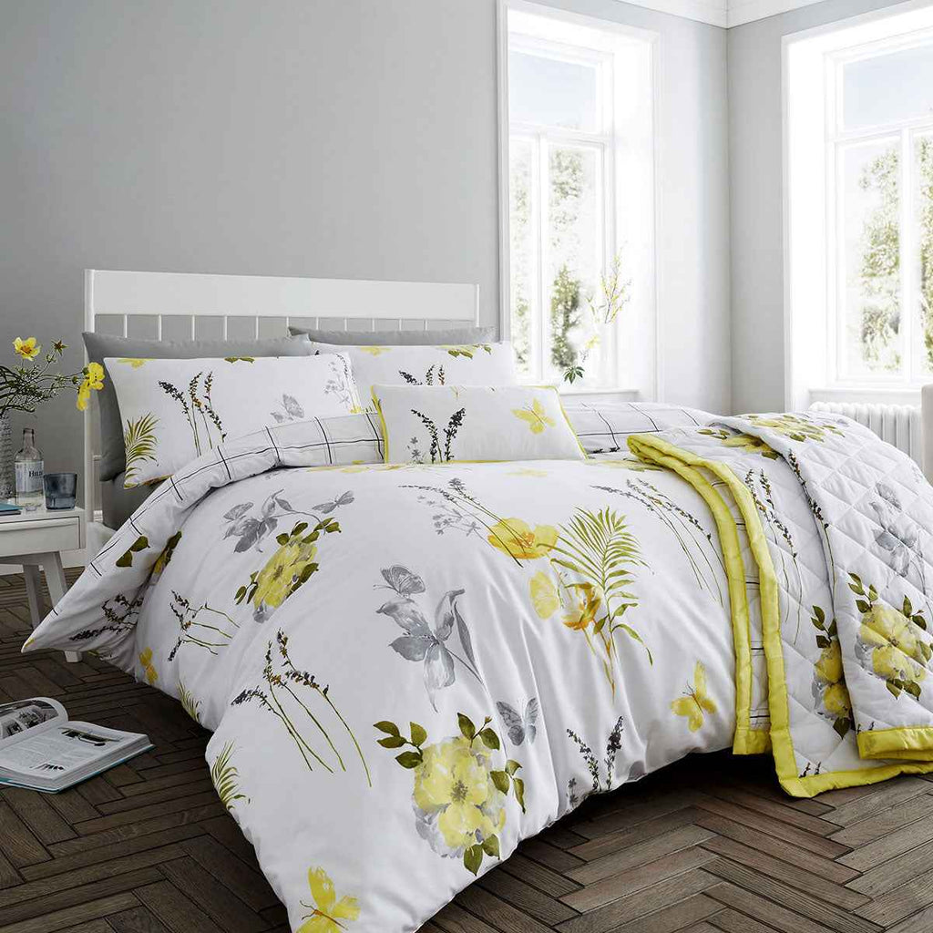 FLORA YELLOW QUILT COVER SET SUPER KING