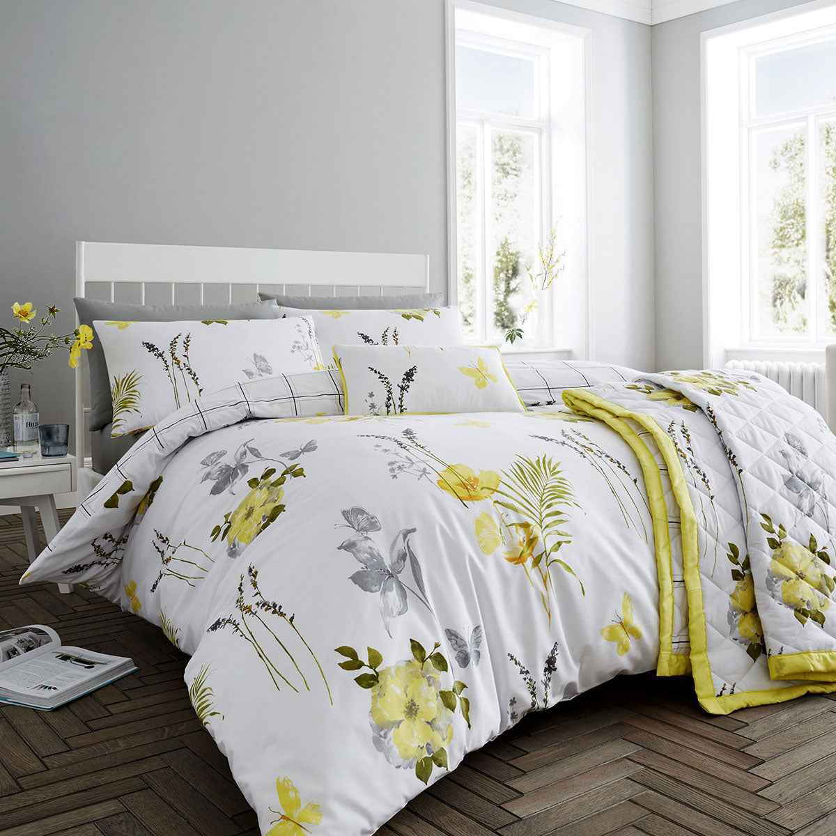 FLORA YELLOW QUILT COVER SET SUPER KING