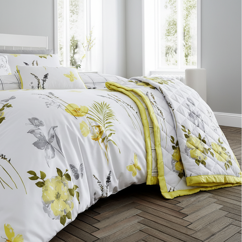 Floral Yellow Quilt Cover Set King