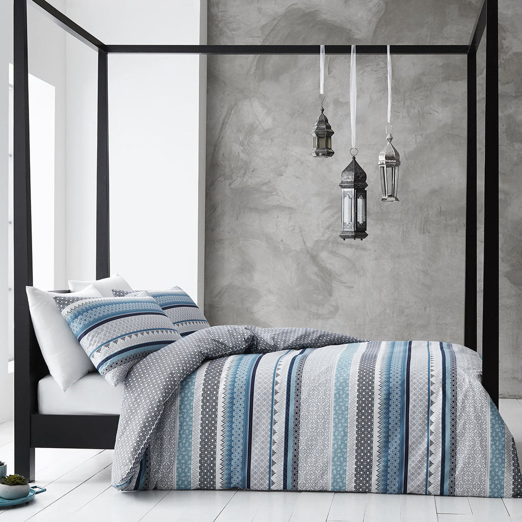 GABRIELLE BLUE QUILT COVER SET QUEEN