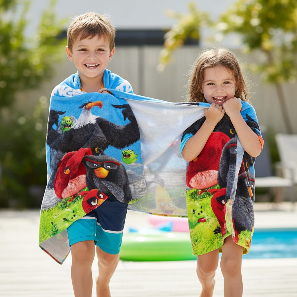 Kids Fun Theme Cotton Beach Towel  Angry Birds Shine