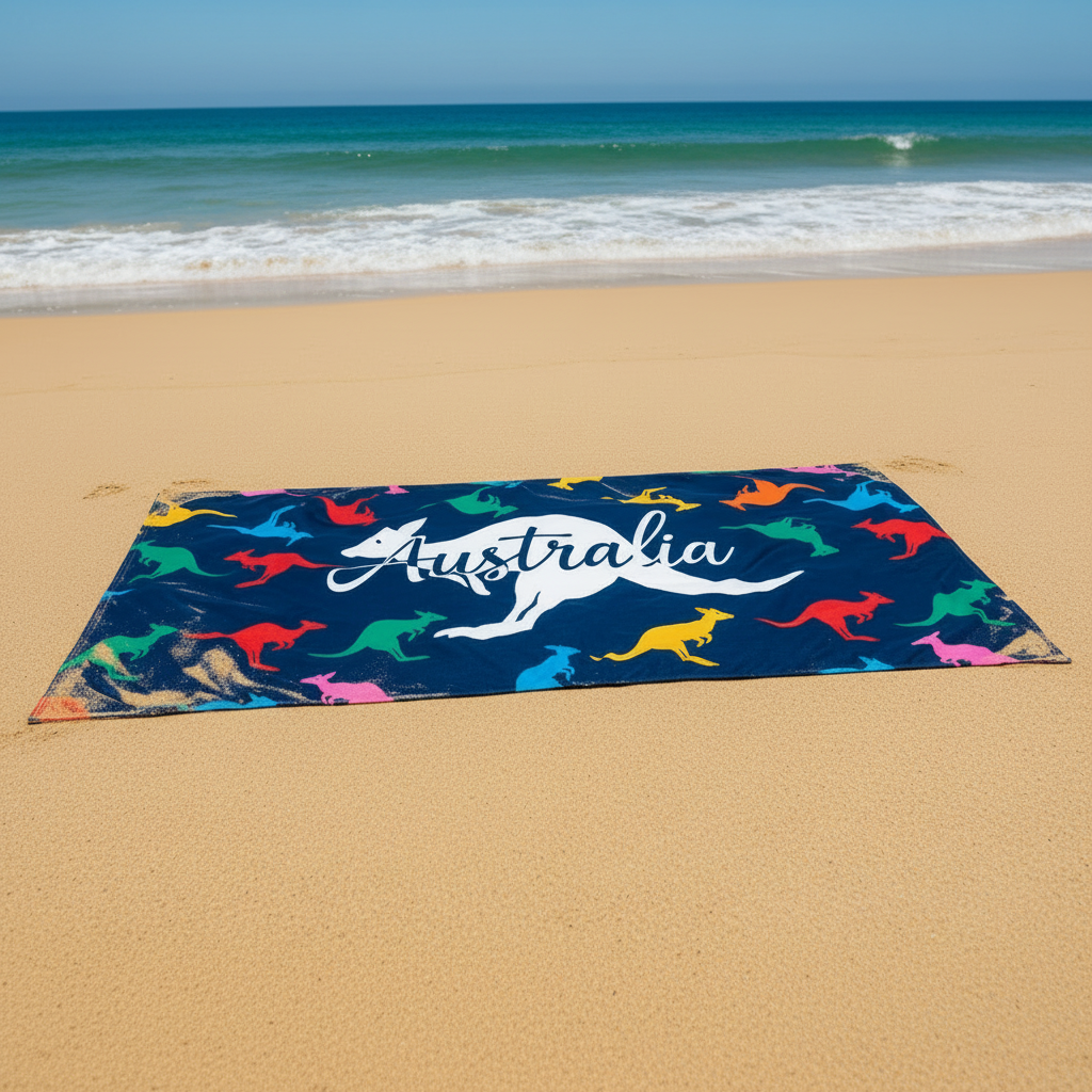 Jumping Kangaroos Printed  Beach Towel