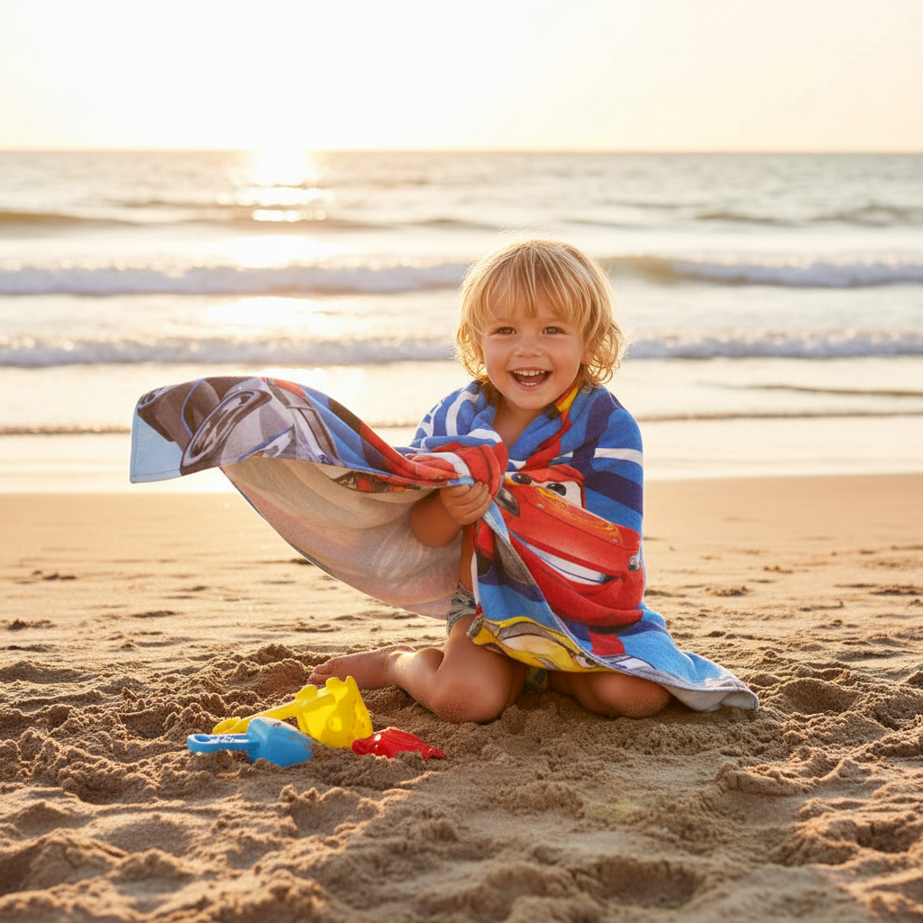 Boys Cartoon Cute Cotton Beach Towel Lighting McQueen