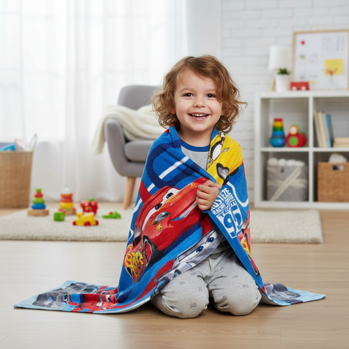 Boys Cartoon Cute Cotton Beach Towel Lighting McQueen