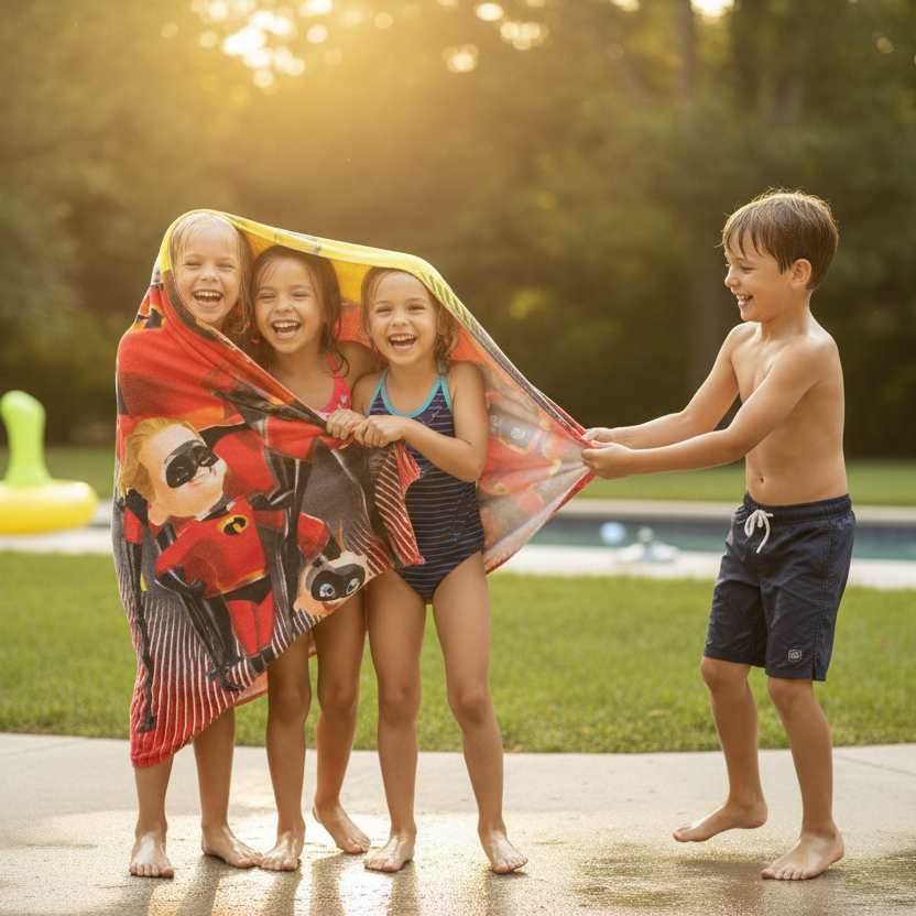 Kids Fun Theme Cotton Beach Towel The Incredibles
