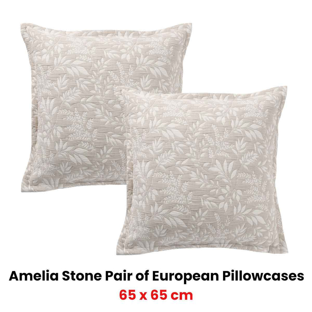 Ameila Stone European Pillowcases 65 x 65cm - Royalratri
