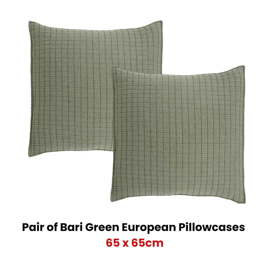 Bari Green European Pillowcases 65 x 65cm - Royalratri