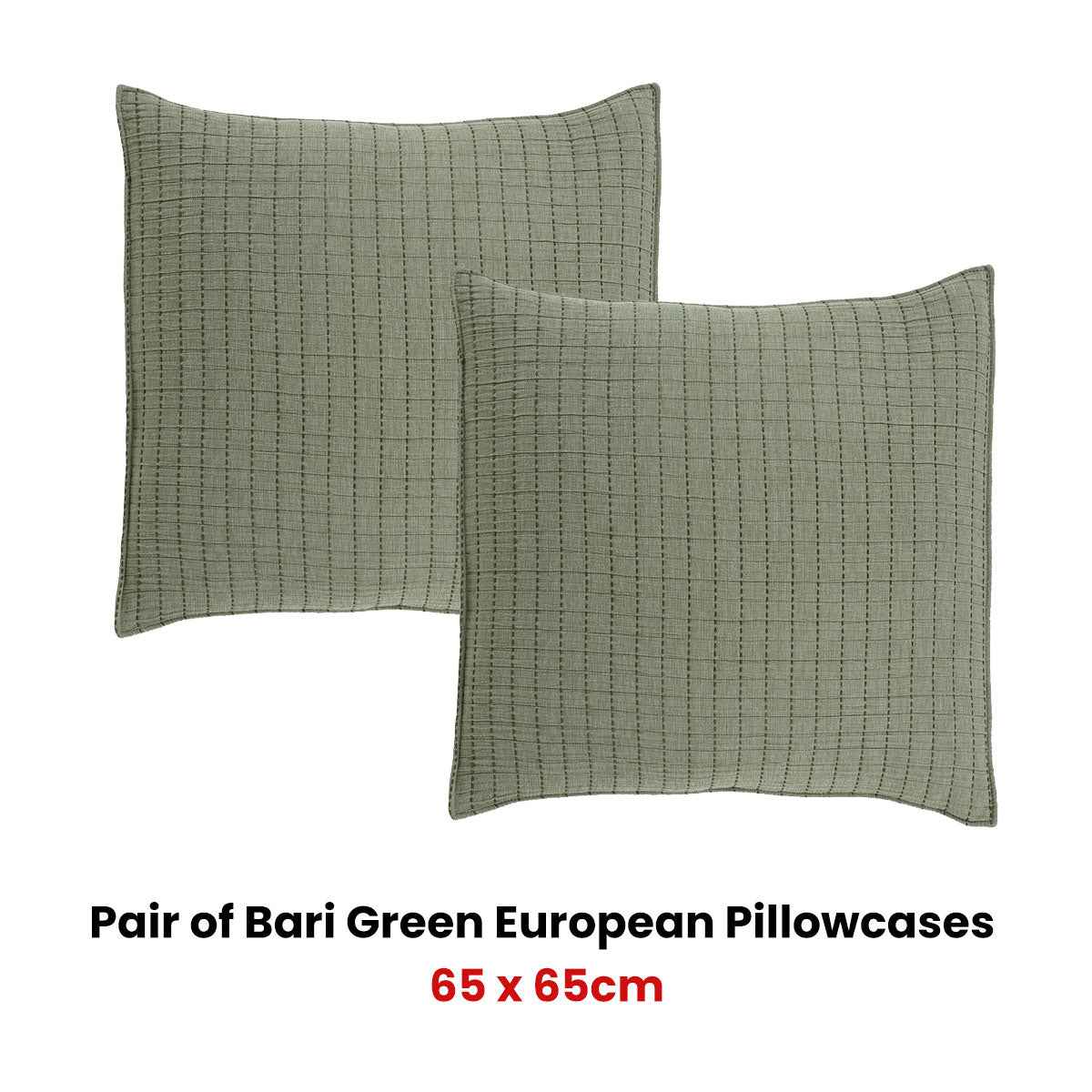 Bari Green European Pillowcases 65 x 65cm - Royalratri