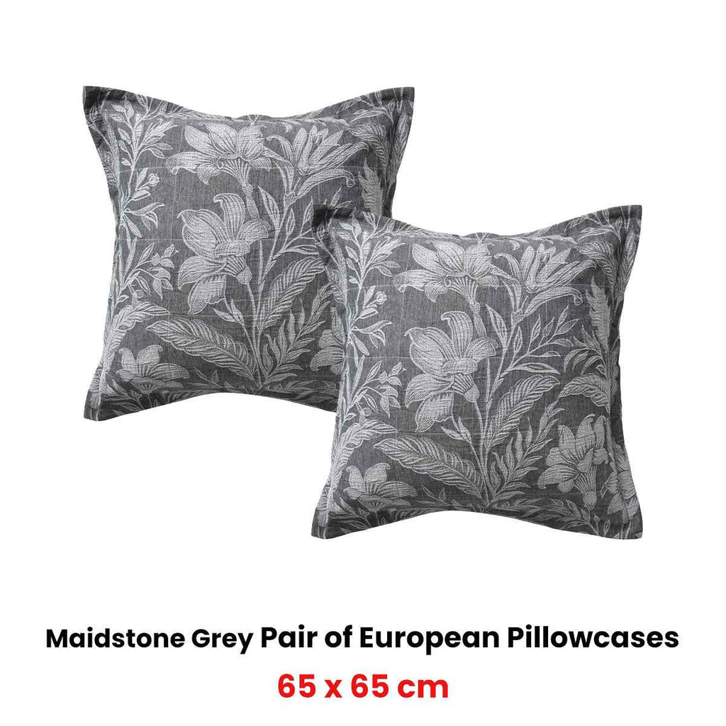 Maidstone Grey European Pillowcases 65 x 65cm - Royalratri