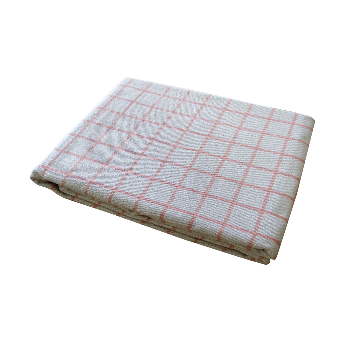 Cotton Grid Checks Oblong Table Cloth Coral 130 x 180cm - Royalratri