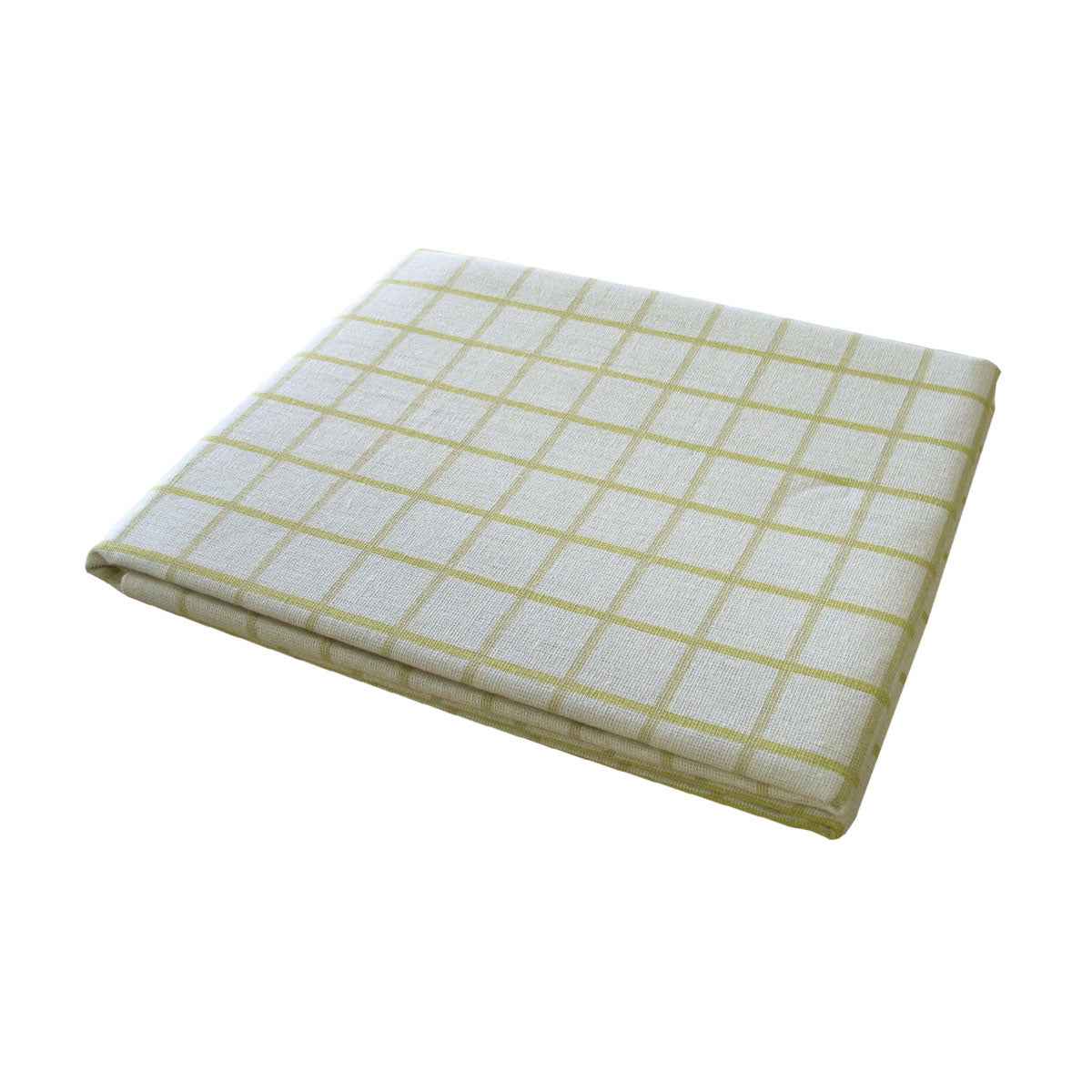 Cotton Grid Checks Oblong Table Cloth Yellow 150 x 230cm - Royalratri
