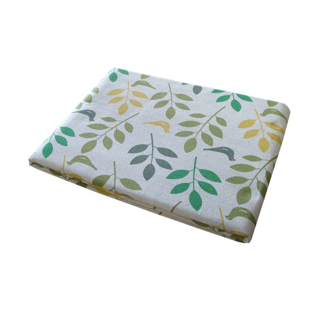 Cotton Yellow Leaves Birdie Oblong Table Cloth 150 x 230cm - Royalratri