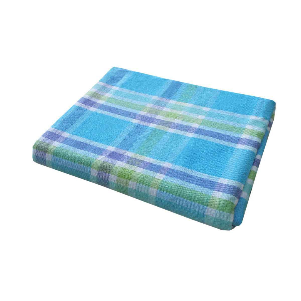 Cotton Plaid Checks Round Table Cloth 180cm Diameter Blue - Royalratri