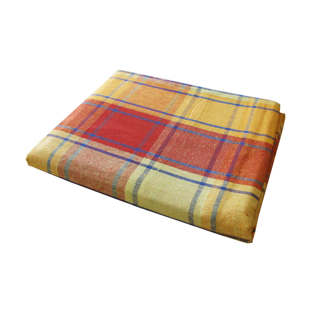 Cotton Plaid Checks Oblong Table Cloth Yellow 130 x 180cm - Royalratri