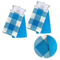 Waffle Checkered & Plain Dyed Tea Towels Aqua Set of 4 - Royalratri