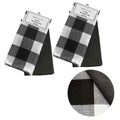 Waffle Checkered & Plain Dyed Tea Towels Black Set of 4 - Royalratri