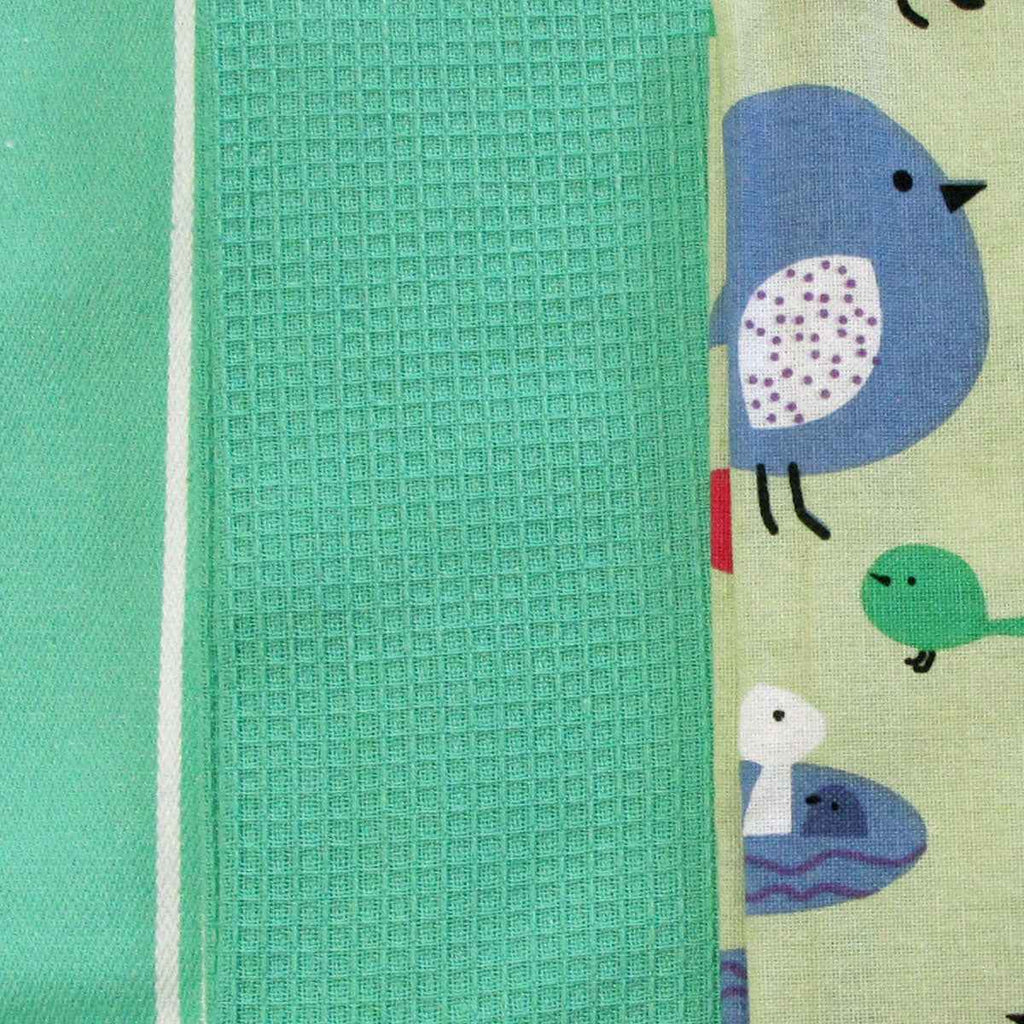 Home Oasis Printed Rich Tea Towels Birdie Mint Set of 3 - Royalratri