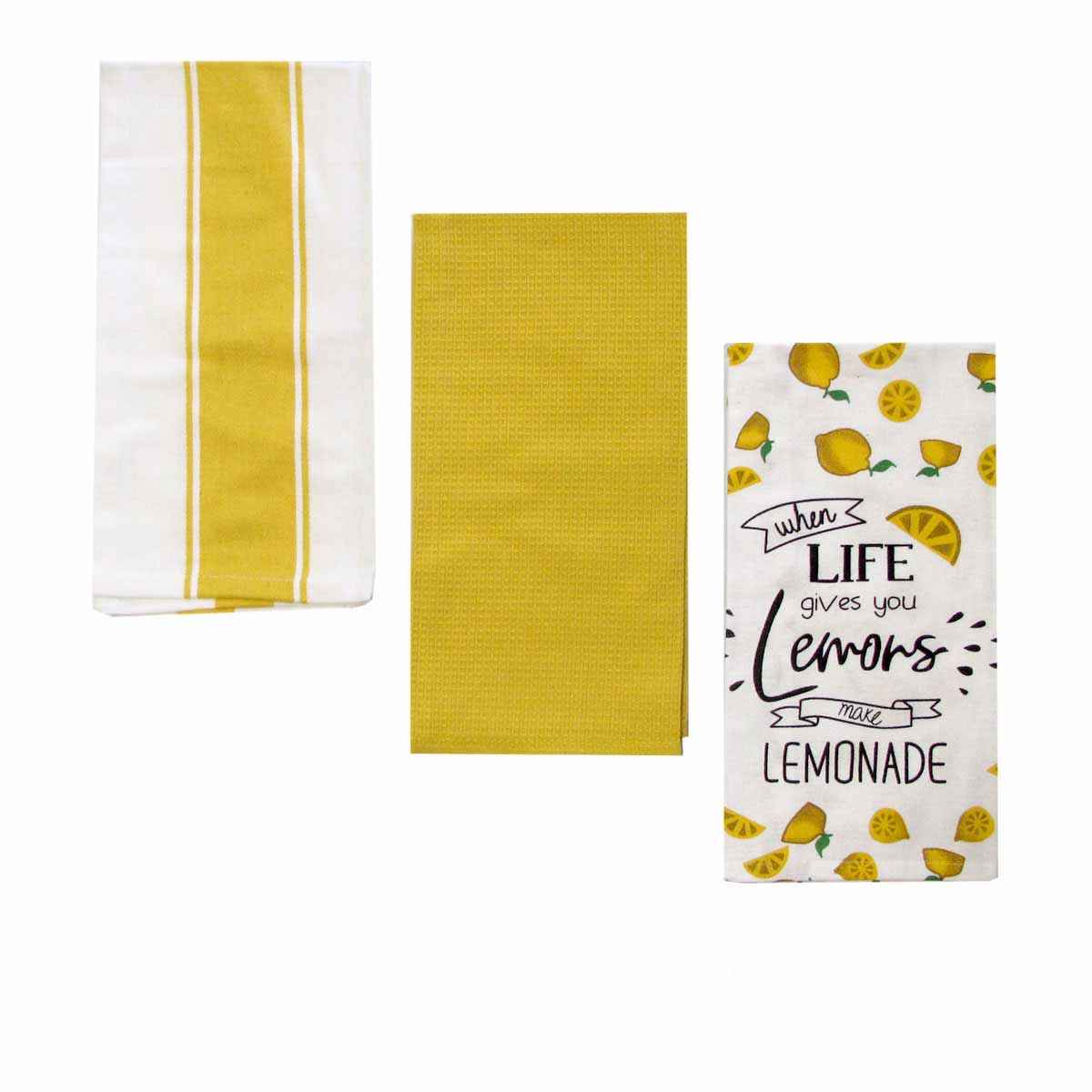 Home Oasis Printed Rich Tea Towels Lemons Yellow Set of 3 - Royalratri
