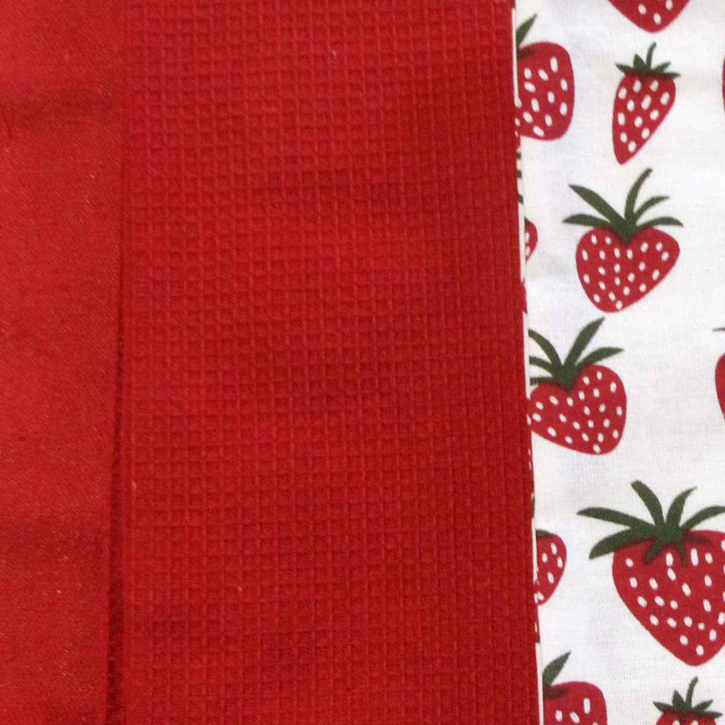 Home Oasis Printed Rich Tea Towels Strawberry Red Set of 3 - Royalratri