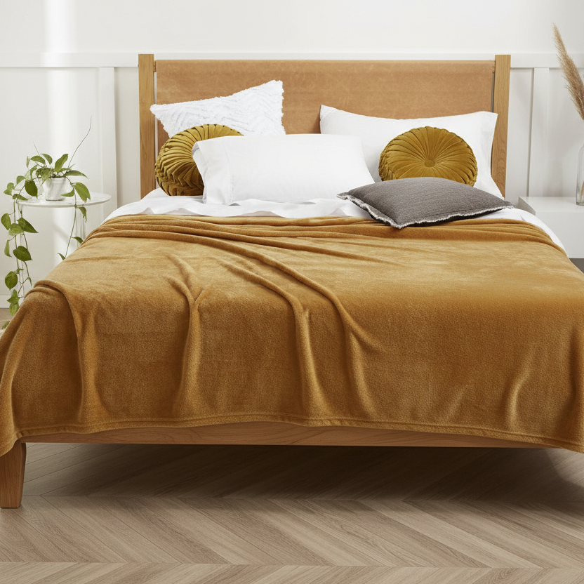Luxury Super Soft Blanket Queen/King Khaki