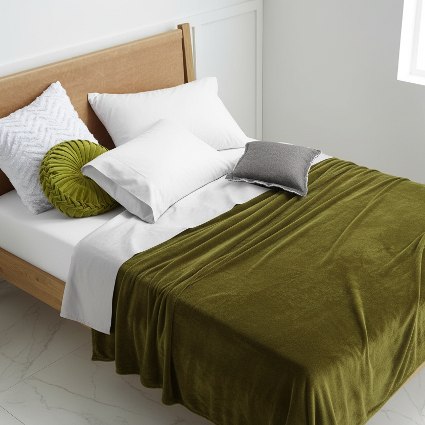 Luxury Super Soft Blanket Queen/King Bronze Olive
