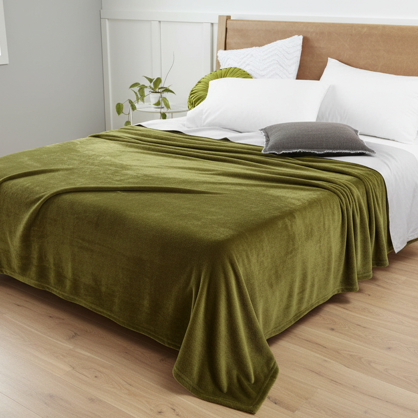 Luxury Super Soft Blanket Queen/King Bronze Olive