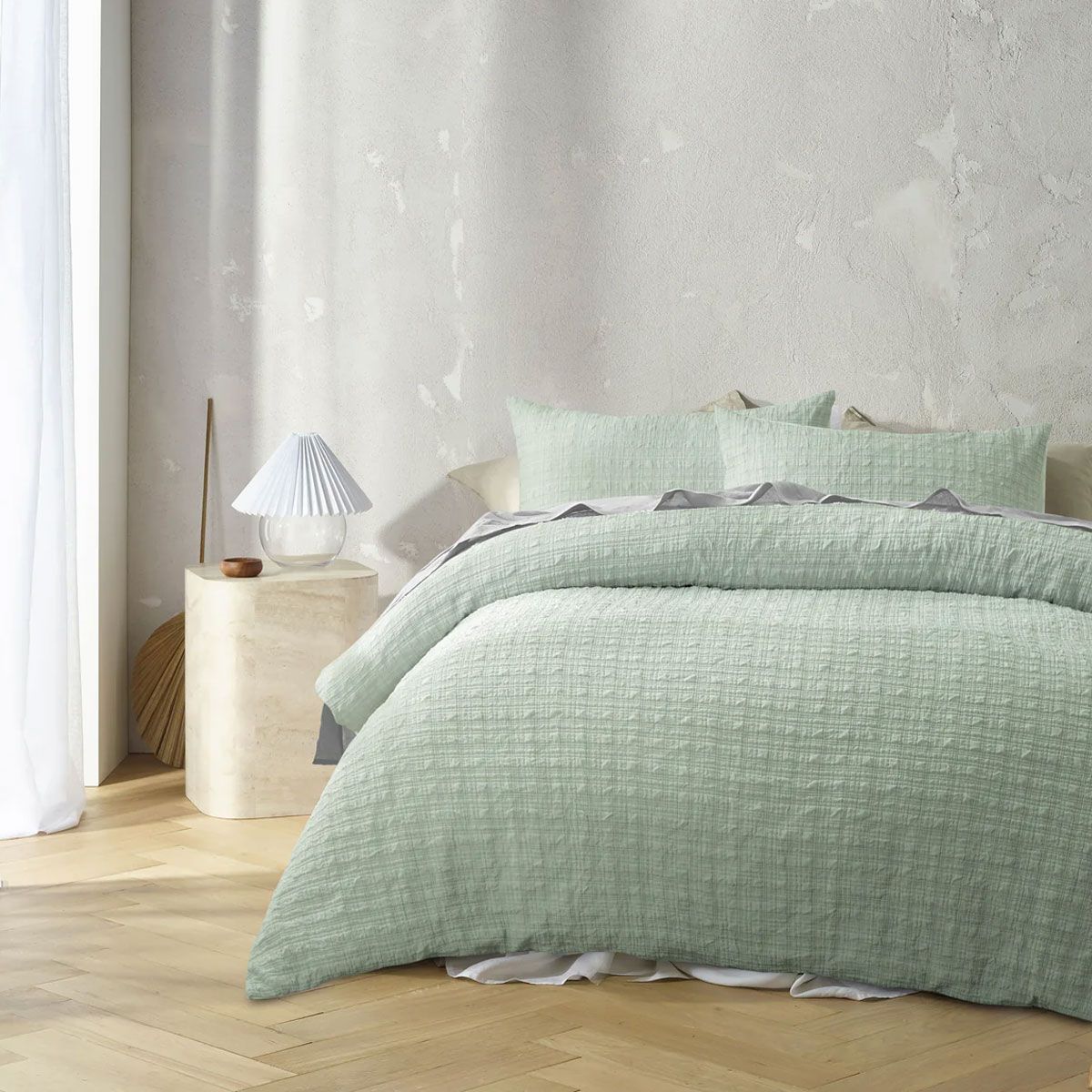 Accessorize Augusta Sage Crinkled Look Quilt Cover Set King