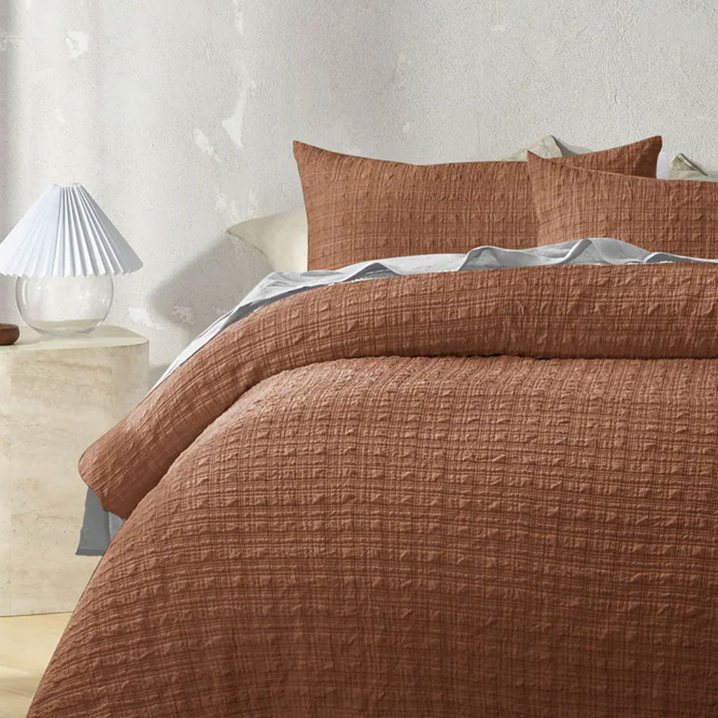 Accessorize Augusta Terracotta Crinkled Look Quilt Cover Set Double