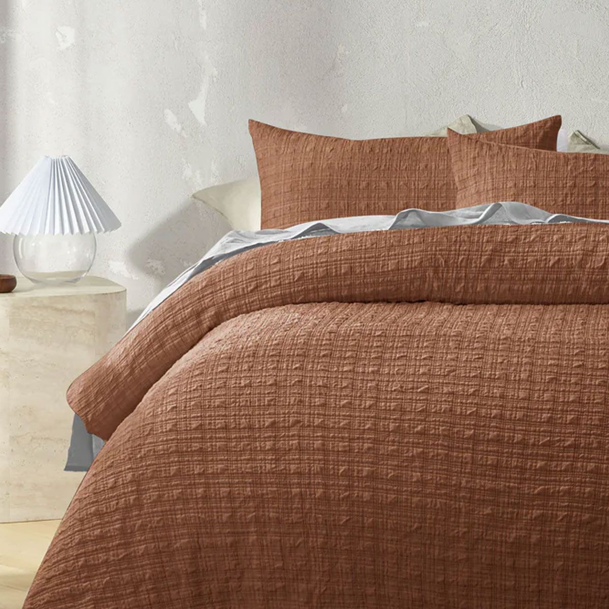 Accessorize Augusta Terracotta Crinkled Look Quilt Cover Set King