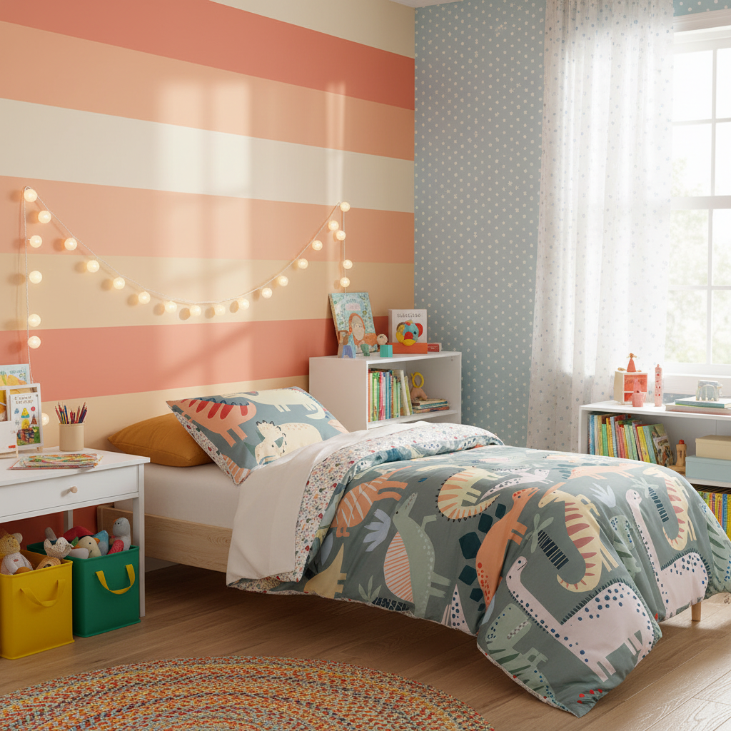 Kids Dino Mania Green Cotton Quilt Cover Set Single