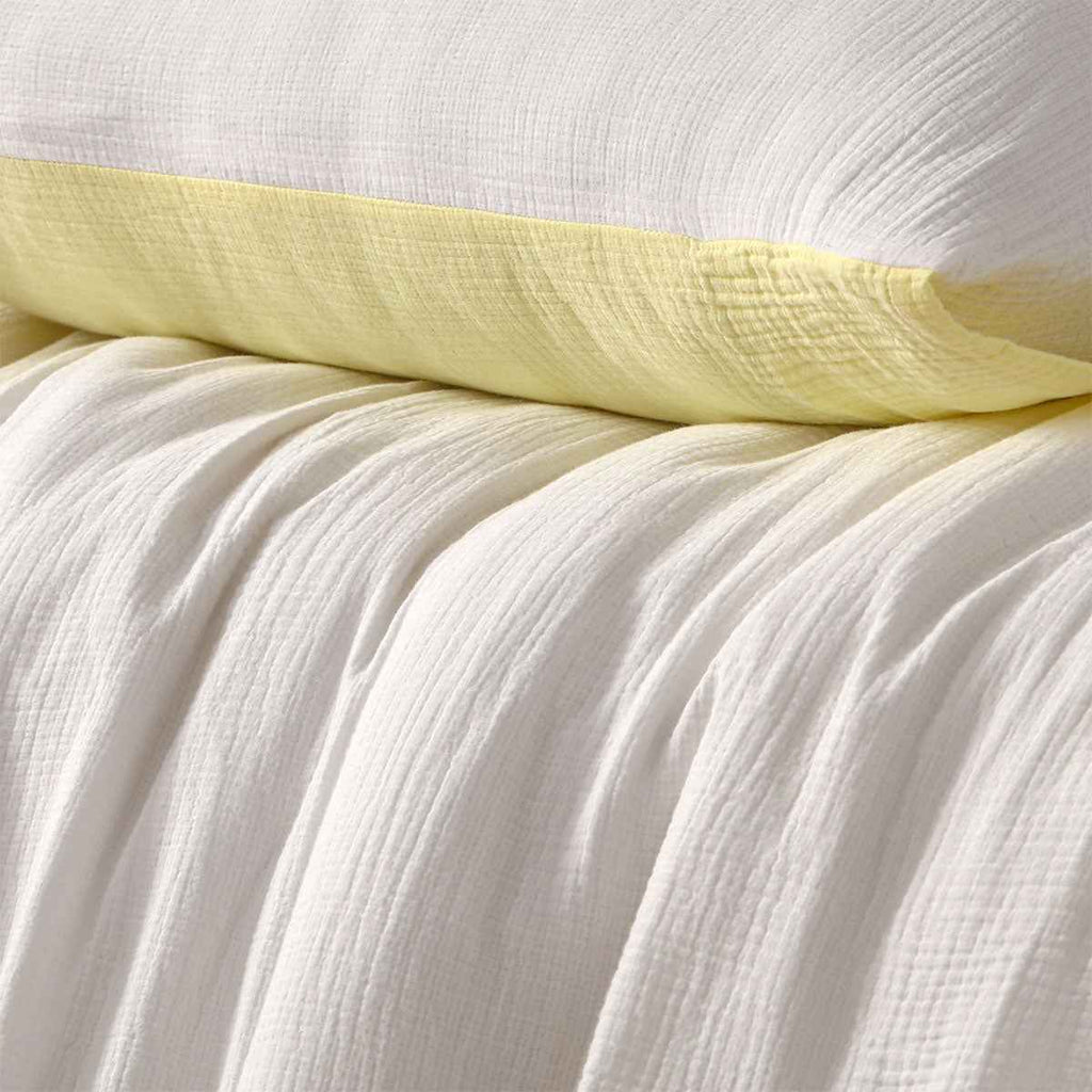 Reversible White Butter Cotton Gauze Quilt Cover Set King