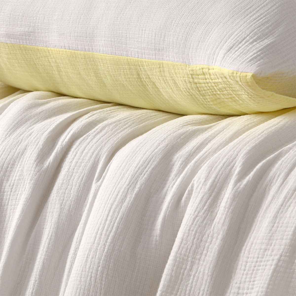 Reversible White Butter Cotton Gauze Quilt Cover Set King