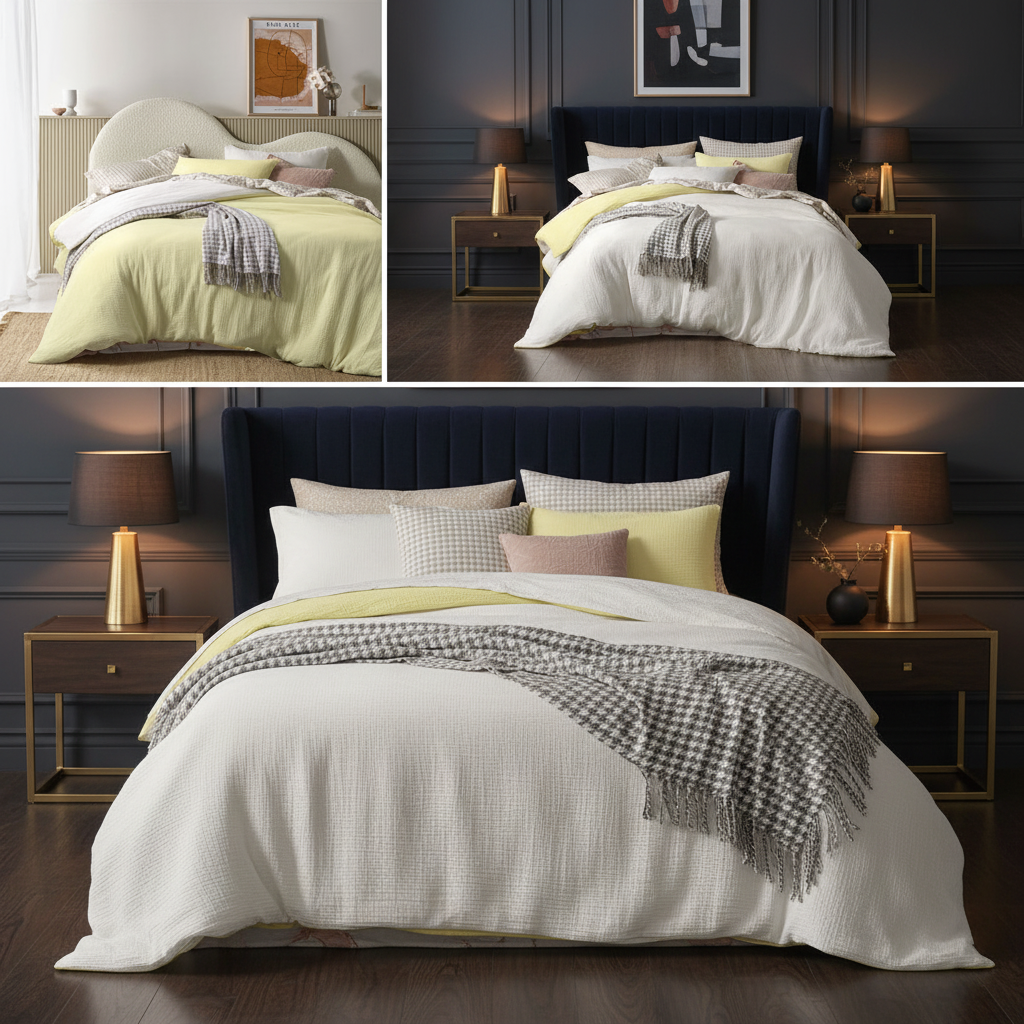 Reversible White Butter Cotton Gauze Quilt Cover Set Queen