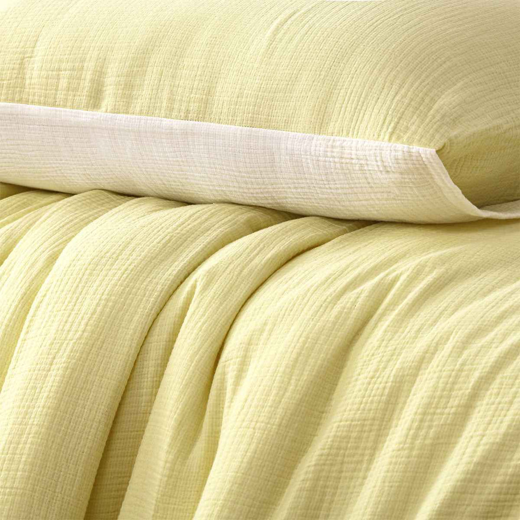 Reversible White Butter Cotton Gauze Quilt Cover Set Queen