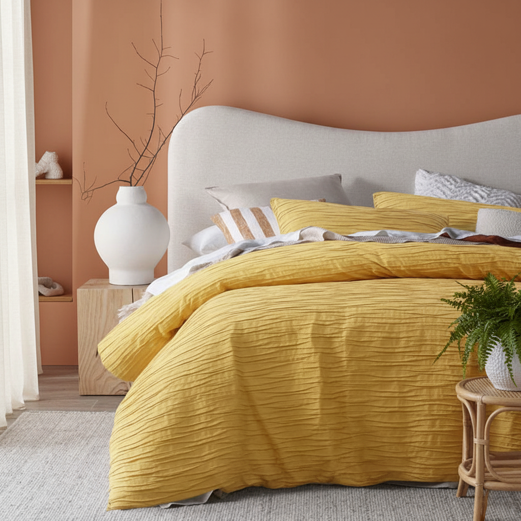 Ochre Cotton Quilt Cover Set King
