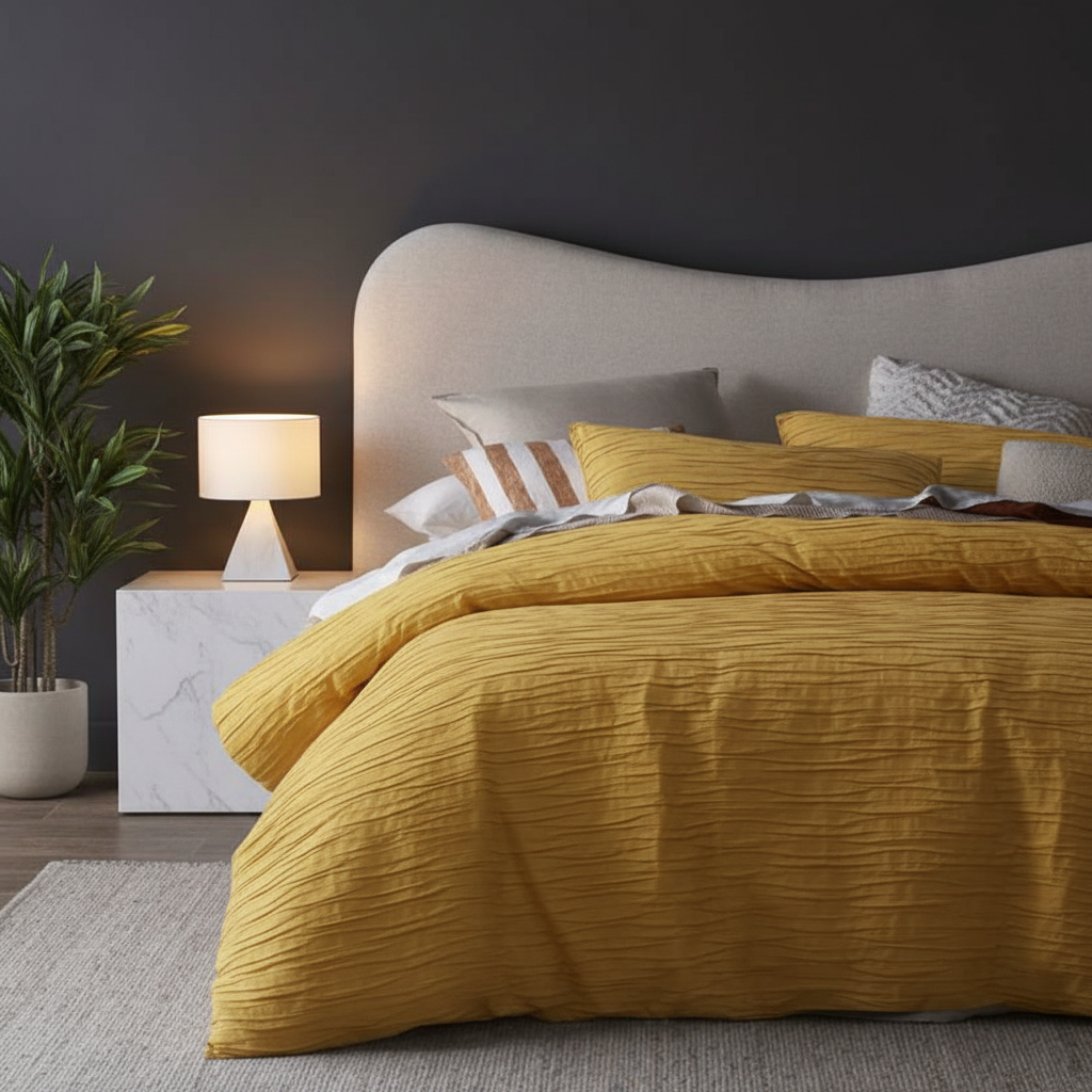Ochre Cotton Quilt Cover Set Queen