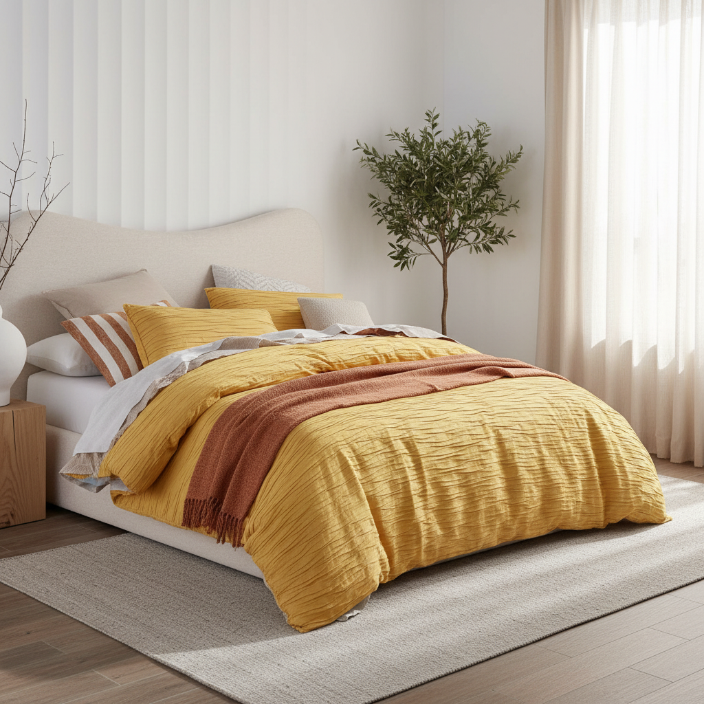 Ochre Cotton Quilt Cover Set Single