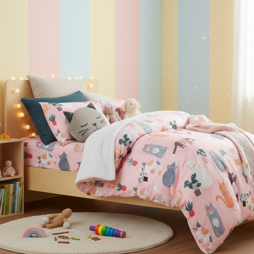Kids Miaow Glow Dark Quilt Cover Set Single
