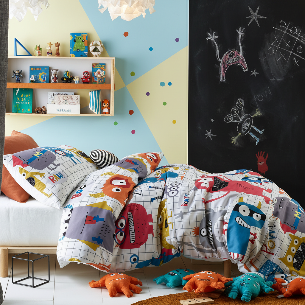 Kids Monster Squad Glow Dark Quilt Cover Set Single