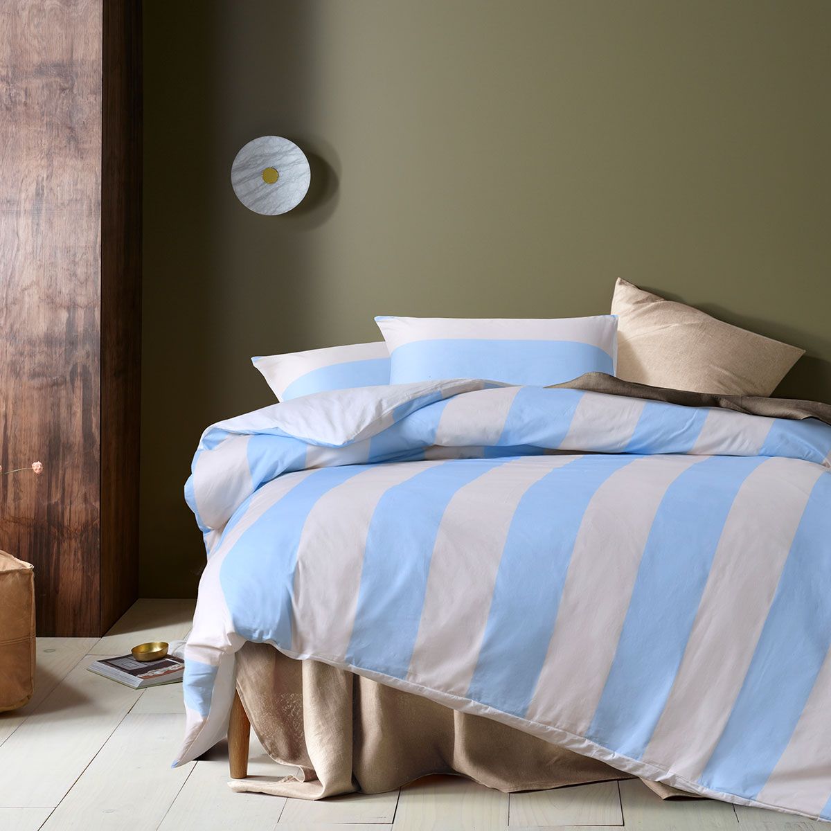 Accessorize Regency Blue Striped Washed Cotton Quilt Cover Set Queen