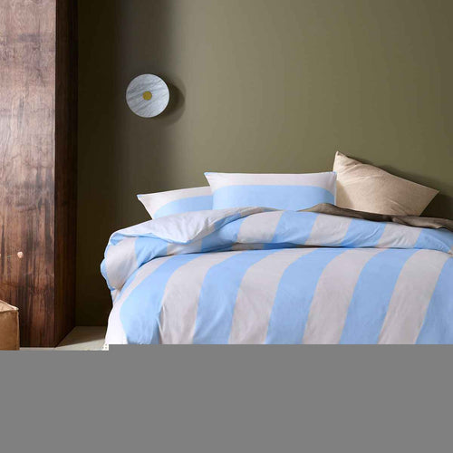 Accessorize Regency Blue Striped Washed Cotton Quilt Cover Set Queen - Royalratri