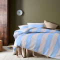 Accessorize Regency Blue Striped Washed Cotton Quilt Cover Set Super King