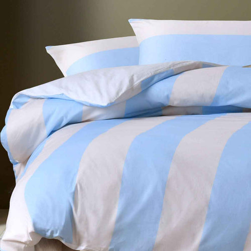 Accessorize Regency Blue Striped Washed Cotton Quilt Cover Set Super King - Royalratri