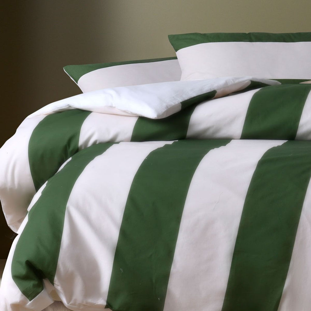 Accessorize Regency Green Striped Washed Cotton Quilt Cover Set King