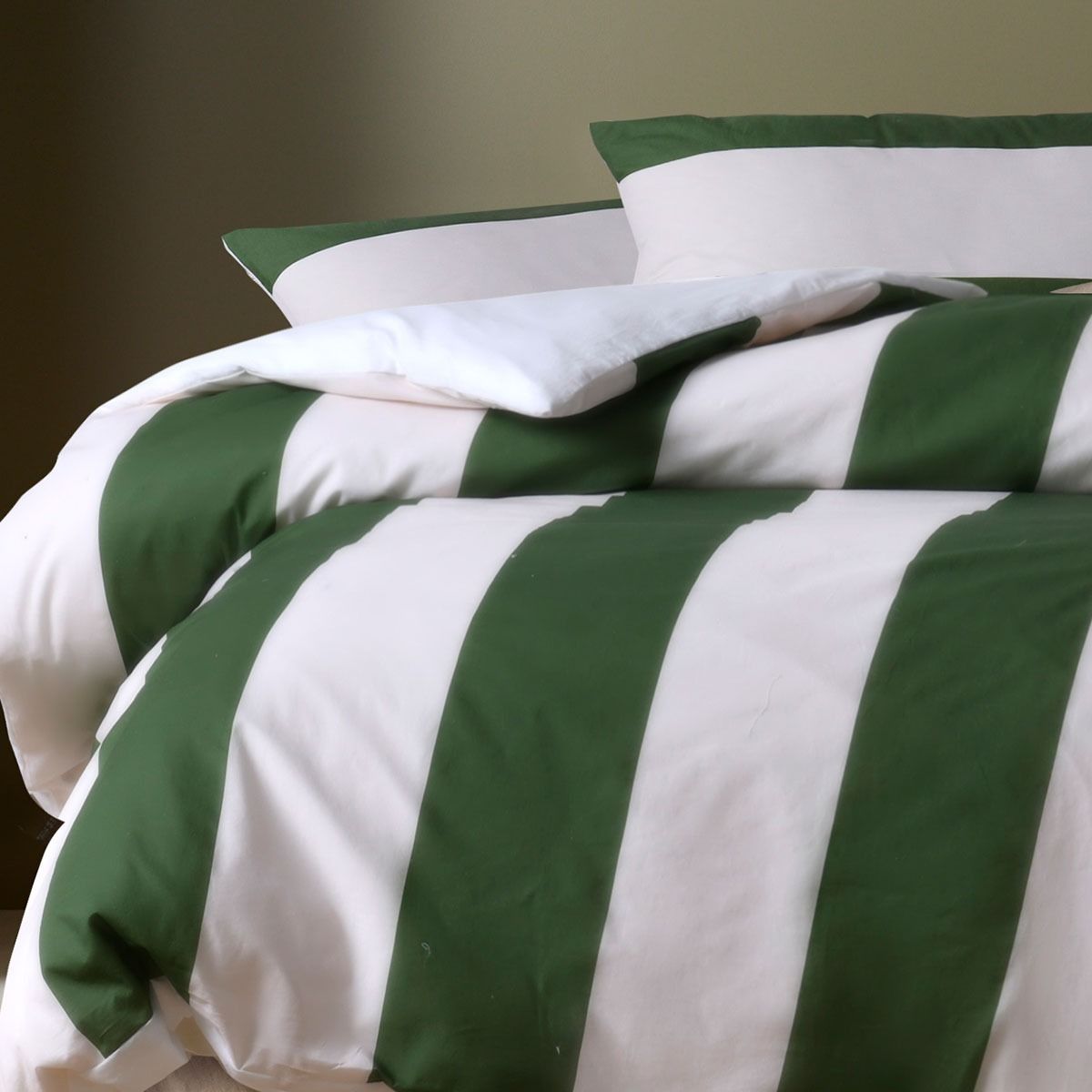 Accessorize Regency Green Striped Washed Cotton Quilt Cover Set Queen