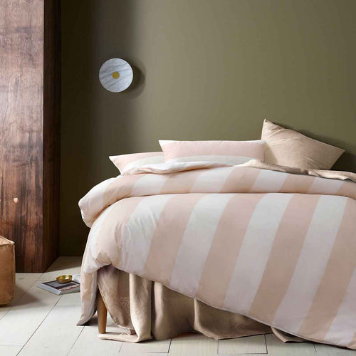 Accessorize Regency Natural Striped Washed Cotton Quilt Cover Set King - Royalratri