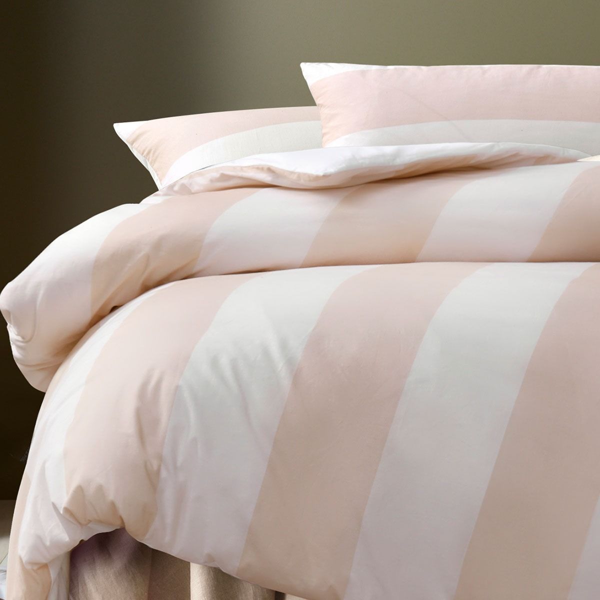 Accessorize Regency Natural Striped Washed Cotton Quilt Cover Set Queen