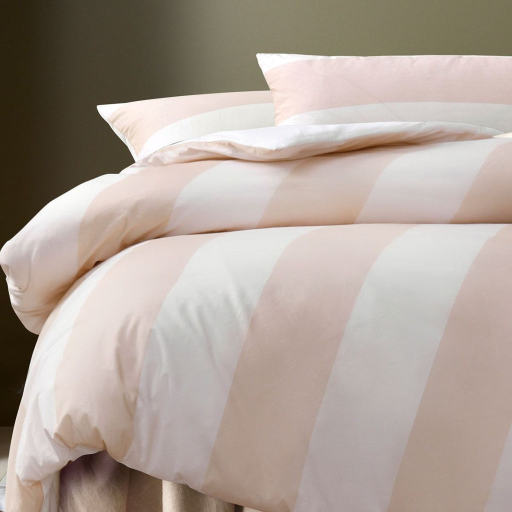Accessorize Regency Natural Striped Washed Cotton Quilt Cover Set Super King
