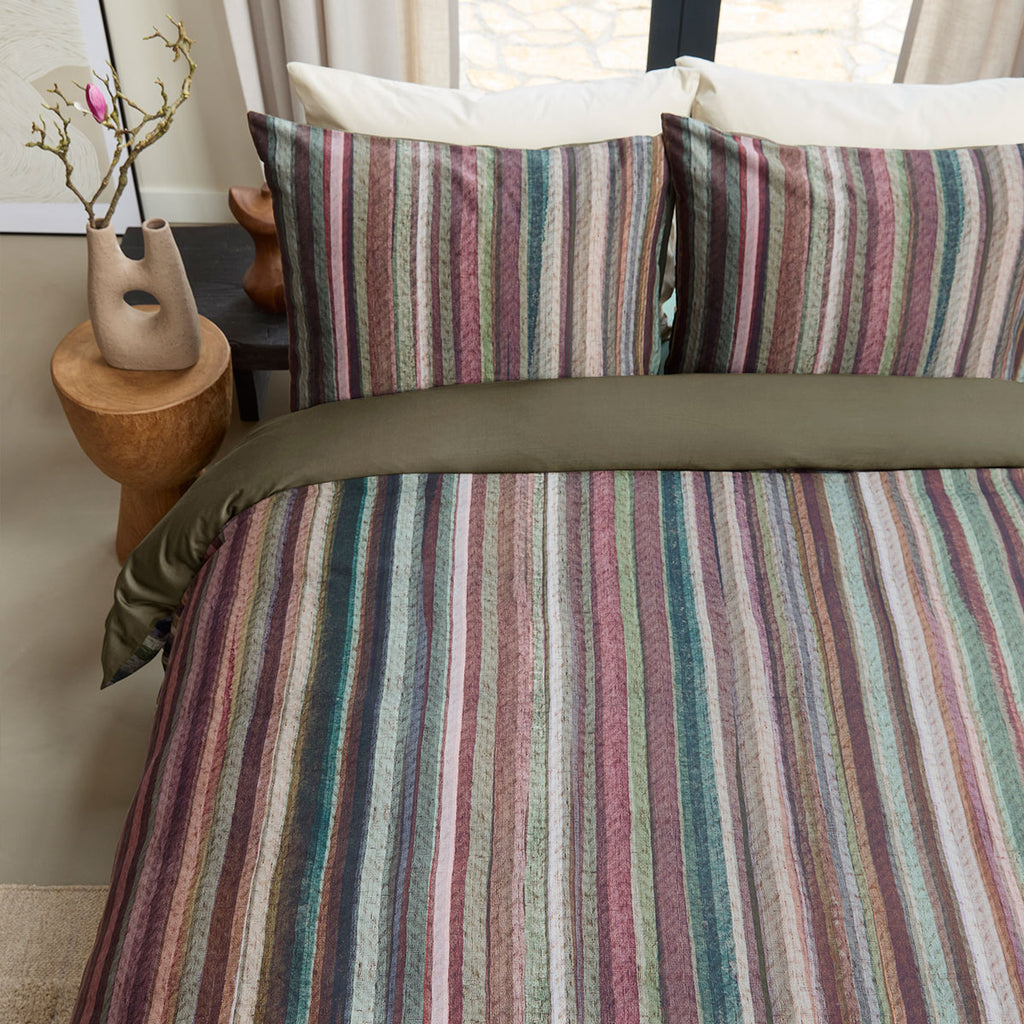 Bedding House Roman Multi Cotton Stripe Quilt Cover Set Queen