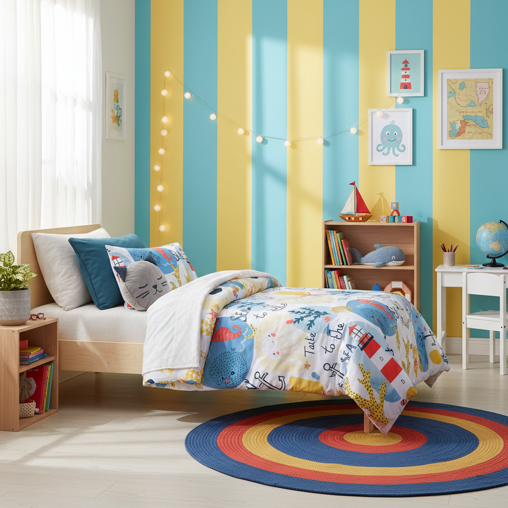 Kids Seaside Glow Dark Quilt Cover Set Single